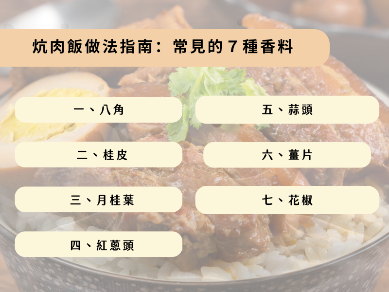 炕肉飯做法指南:常見的7種香料